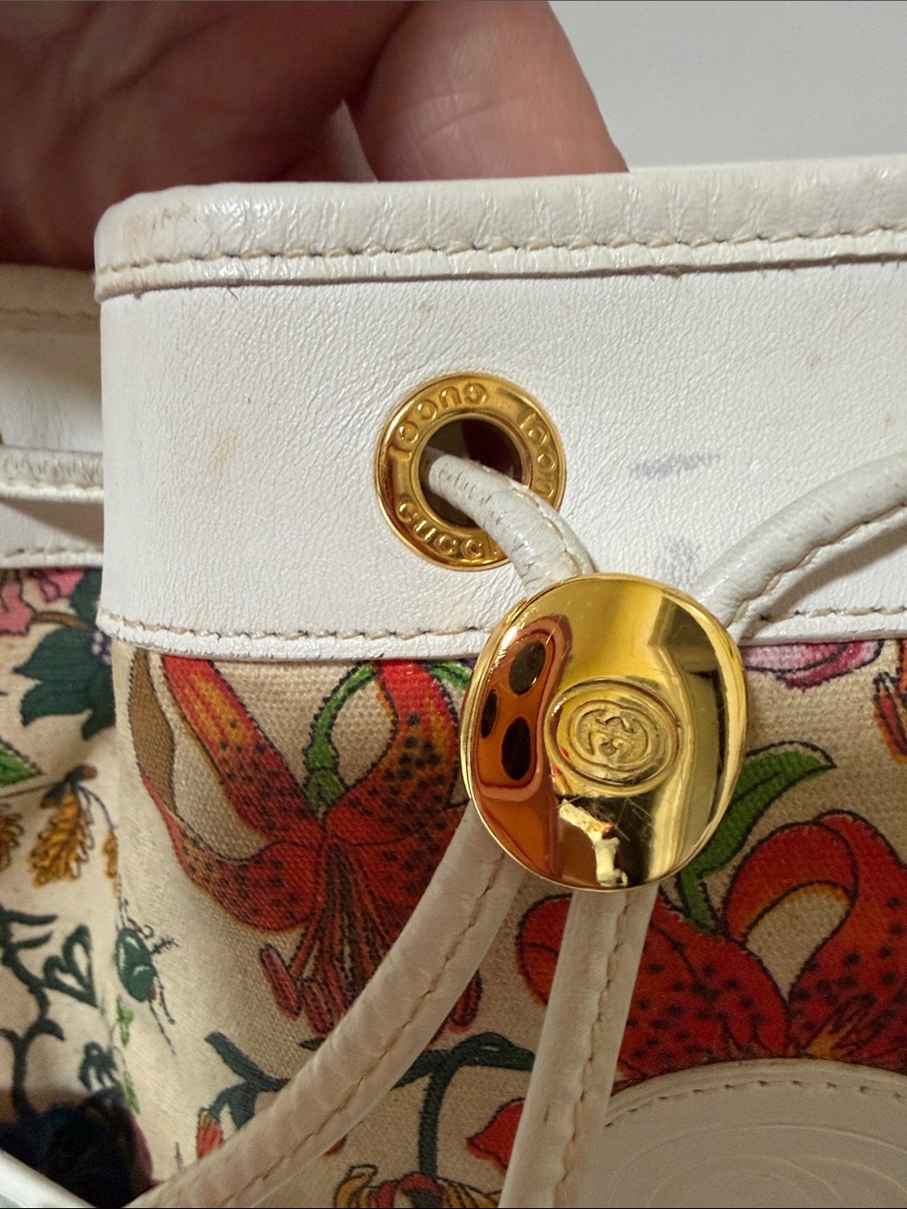 Vintage Gucci white/ Cream Flora bucket - Picture 2 of 16